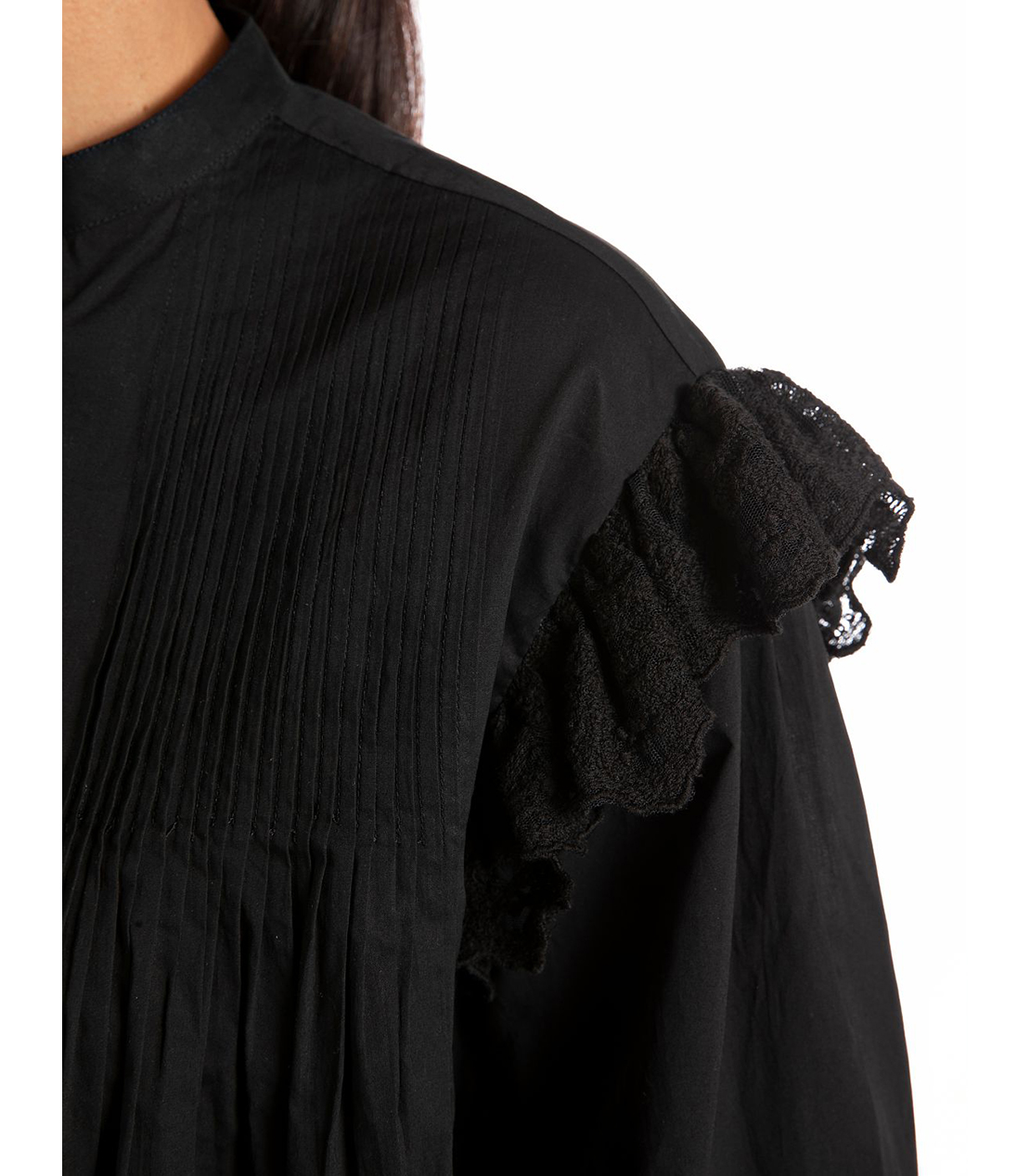 コットンモスリンコンフォートフィットブラウス 詳細画像 ブラック 4